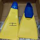 Sporti Adult-Kids Swim Fins for Pool Lap Swimming - Long Floating Fins for Swimming & Snorkeling - Swim Flippers for Training (Youth 4-5 / W 6, Yellow-Blue)