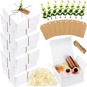 Crtiin 8 Pack Gift Boxes Set 8 x 8 x 4 Inch White Paper Bridesmaid Proposal Gifts Box with Lids for Presents Wedding Bridal Valentine's Day Easter Mother's Day Birthday Gift Packaging Party Favors