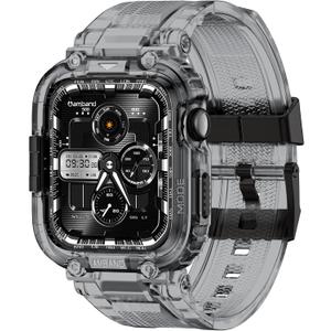 amBand Compatible with Apple Watch Series 11/10 42mm Bands Case for Men Women, M1 Sport Rugged Protective Cover Tactical Strap Military Protector Bumper for iWatch Accessories - Crystal Black