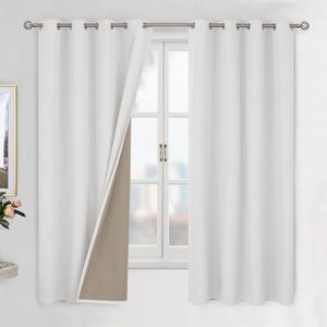 BGment Off White Blackout Curtains 63 Inch Length for Bedroom 2 Panels Set, Linen Textured Thermal Insulation Soundproof Window Curtain Drapes with Grommet, 52 Inch Wide Each Panel