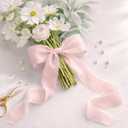 DORIS HOME Frayed Edge Chiffon Ribbon Pink & Cream 1.5 Inch x 21 Yd | Handmade Fringe Fabric Ribbon for Gift Wrapping/Wedding Decor/Bridal Bouquets/Bows/Crafts/Party Styling/Holiday Decoration