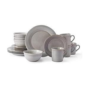 Mikasa Ellie Grey 16 Piece Dinnerware Set, Service For 4, Gray