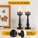 Candle Holders for Pillar Candles Gothic Matte Black Vintage Tall Candle Holders Set of 2 Decorative Large Table Centerpieces Candle Stand Decor (Black 2PCS A)