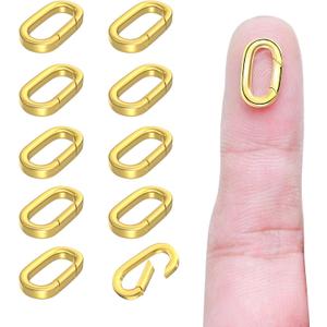 10Pcs Oval Clasp Carabiner Necklace Clasps and Closures Spring Ring Clasp Pearl Necklace Enhancer Connector for Jewelry Finding Necklace Bracelet Making (Small( 0.55*0.32*0.08in))
