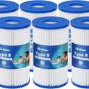 6 Pack Type B Pool Filter Replacement for Intex 2500 GPH, 29005E Filter Pump, Type B Pool Filter Cartridge for Easy Set Above Ground Pools