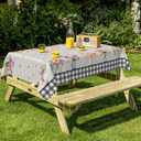 Spring Farmhouse Floral Flower Buffalo Check Polyester Rectangle Tablecloth Table Cloth Waterproof Wipeable Wrinkle Free Oblong Tablecloth for Kitchen Dining Patio, 60 x 84 Inch, Multicolor