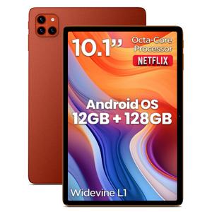 Callsky-Tab Tablet: 10 Inch Tablet, Android Tablets, 12GB RAM 128GB ROM, Octa-core Processor, IPS HD Display, Widevine L1, WiFi 6 & Bluetooth 5.4, Dual Cameras, Dual Speakers, 6000mAh Battery（Orange）