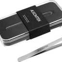 Beard Tweezers - Stainless Steel, Fine Hair Removal Tool, 5mm Tip, Clear Box 1Pack