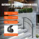 Happybuy Handrails for Outdoor Steps, Fit 1 or 3 Steps Outdoor Stair Railing, Black Wrought Iron Handrail, Flexible Front Porch Hand Rail, Transitional Handrails for Concrete Steps or Wooden Stairs
