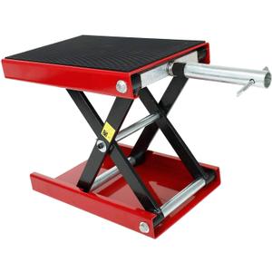 LucaSng Motorcycle Wide Deck Scissor Lift Jack Dilated Center Hoist Stand-1100 LB, Capacity Bikes ATVs,Motorcycle Dirt Bike Scooter Crank Stand Red