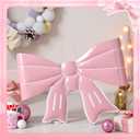 Gejoy Pink Bow Christmas Tree Topper Metal Bow Tree Topper 13.4 x 9.4 Inch Coquette Pink Christmas Ornament for Xmas Party Table Home Decorations
