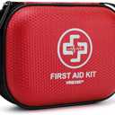Mini First Aid Kit - 150 Piece Small Waterproof Hard Shell Medical Kit for Home, Car, Travel, Camping, Truck, Hiking, Sports, Office, Vehicle & Outdoor Emergencies- Small First Aid Medical Kit (Red)