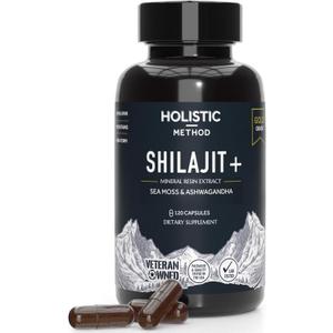 Pure Himalayan Shilajit for Men and Women - 120 Shilajit Resin Capsules with Sea Moss, Ashwagandha, Rhodiola and Ginko Biloba - Promotes Energy Boost & Immune Support (120 Count)