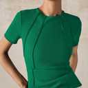 Acmplla Womens Short Sleeve Tops Ribbed Crewneck Slim Fit T Shirts for Women 2025 Summer Business Casual Basic Tee Top Green XL