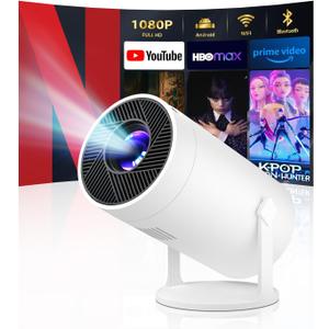 Mini Projector with WiFi and Bluetooth, 4k Support Portable Outdoor Projector, Smart Projector with Android, Built-in App Movie Proyector for Bedroom, Home Theater, Camping, Gaming