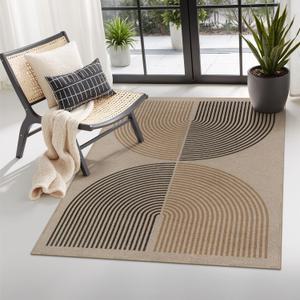 Lahome Modern Rainbow Easy Jute 3x5 Patio Rug, Washable Rugs for Entryway Farmhouse Non Slip Indoor Door Mat, Contemporary Throw Carpet for Entry Mudroom Porch Decor (3' X 5', Nature)