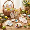 SmoothNovelty 36 Pcs Fillable Fabric Easter Eggs Colorful Reusable Cloth Egg Shaped Container for Easter Hunt Filling Treats Candy, Party Favor, Basket Stuffers, Prize Supplies (Rustic)