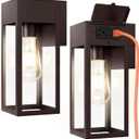 2 Pack Porch Lights Outdoor Wall Sconce, Outdoor Light with GFCI Outlet, Waterproof Exterior Wall Lantern Light Fixtures, Anti-Rust Wall Lamp for Patio Doorway Garage- Oil Rubbed Bronze (No Sensor, Standard)