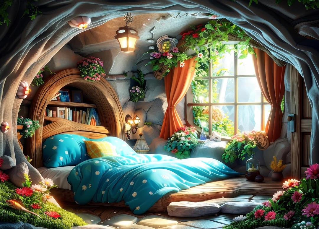 HUADADA Jigsaw Puzzles for Adults 1000 Pieces, Room with Poster Interlock Perfectly Letter on Back No Dust, Home Decor Birthday Party Gift Toy for Men Women Elders Seniors (27.5"x19.6")