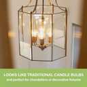 G16.5 Led Bulb 6W Soft White 3000k E12 Led Candelabra Bulb 60 Watt for Chandeliers,Ceiling Fan,Vanity Globe Light Bulb,AC120V,Clear Glass,6Pack