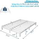 6 Inch King Size Bed Frame with Metal Gaskets, White Bed Frame King Size No Box Spring Needed, Heavy Duty Steel Platform Support, Round Corner Design, Noiseless, Easy Assembly