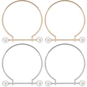 WADORN 4pcs Metal Purse Frame Handle, 2 Colors Semicircle Bag Handles Frame with Pearl Bead Alloy Clutches Handles Frame Replacement for Handmade Bag Purse Tote Bag Making Accessories, 3.84 Inch