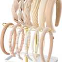 Headband Holder Organizer, 2-Tier T-bar Storage Stand with Tray for Hair Accessories Hairband Hair Clip, for Girls Women, Gold & White