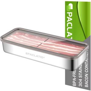 Bacon Container for Refrigerator, 1 Pack 304 Stainless Steel Airtight Deli Meat Storage Containers with Lids for Fridge, Dishwasher Safe Food Storage Fruit Storage Containers(46 OZ)