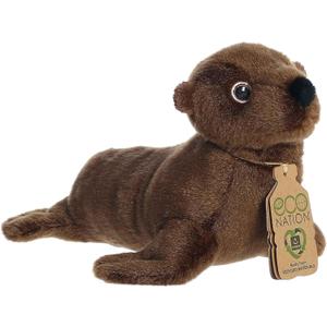 Aurora Responsibly Made Eco Nation Eco Softies California Sea Lion Stuffed Animal - Ideal for Playtime Adventures - Perfect for Birthdays or Just Because - Brown 8 Inches