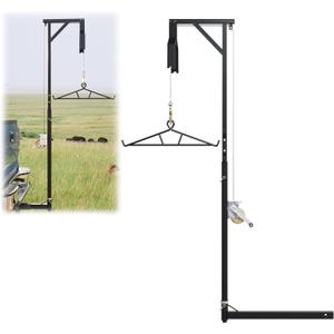 ECOTRIC Truck 2" Hitch Game Hunting Hoist, 600LB Big Game Hunting Deer Hoist, Include Gambrels Winch for Skinning or Cleaning Game, Winch Lift Gambrel Set 360 Degree Swivel Hitch Mounted