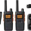 Cobra RX680 Walkie Talkies (2-Pack) - Rugged & Splashproof Two Way Radios Long Range, IP54 Water Resistant Design, 60 Pre-Programmed Channels, Weather Alerts, Included Charging Dock (Black/Orange)