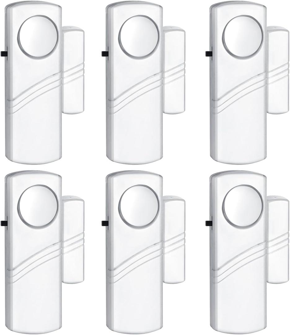 Security Door Window Alarm, 90DB Wireless Sensor Door Window Burglar Alarm, Door Alarms for Kids Safety, Easy Installation Doorbell Alarms for Office House Window Pool (6 Pack)
