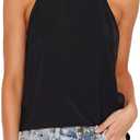 LouKeith Womens Tops Sleeveless Halter Racerback Summer Casual Shirts Basic Tee Shirts Cami Tank Tops Beach Blouses Black S