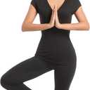 Women's Deep V Neck T-Shirt Trendy Flowy Casua Blouses 2025 Spring Summer Short Clothes Suitable for Beach Parties Dates (Black, L)