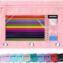 SPACEMATE Binder Pencil Pouch Case Box Bag for Ring Binder School Supplies Girls Boys Kids, Clear Preppy Stuff Large Aesthetic Pen Organizer, Back to College Stationary, 1 Pack, Light Pink