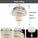 HAIXIANG Modern Glam Ceiling Chandelier Bedroom Light Fixtures Crystal Flat Sloping Ceiling Lights for Hallway Kitchen Dining Room Dimmable Light with Remote Silver, 12 inch
