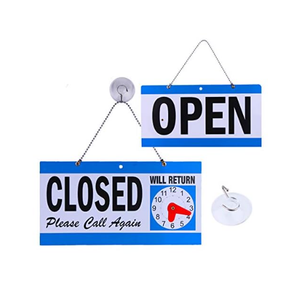 Business Hour Open Closed Sign with Suction Cups - Be Back Sign with Clock