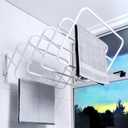 Steel Wall Mount Clothes Drying Rack, White Powder Coated, 9 Rods Expandable, for Laundry, Bathroom, Balcony,Indoor-Outdoor Use, 24 in wide