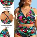 Women's Plus Size Two Piece Swimsuits - High Waisted Bikini Tummy Control Bathing Suits 2025 Twist Knot Swimwear (Black)