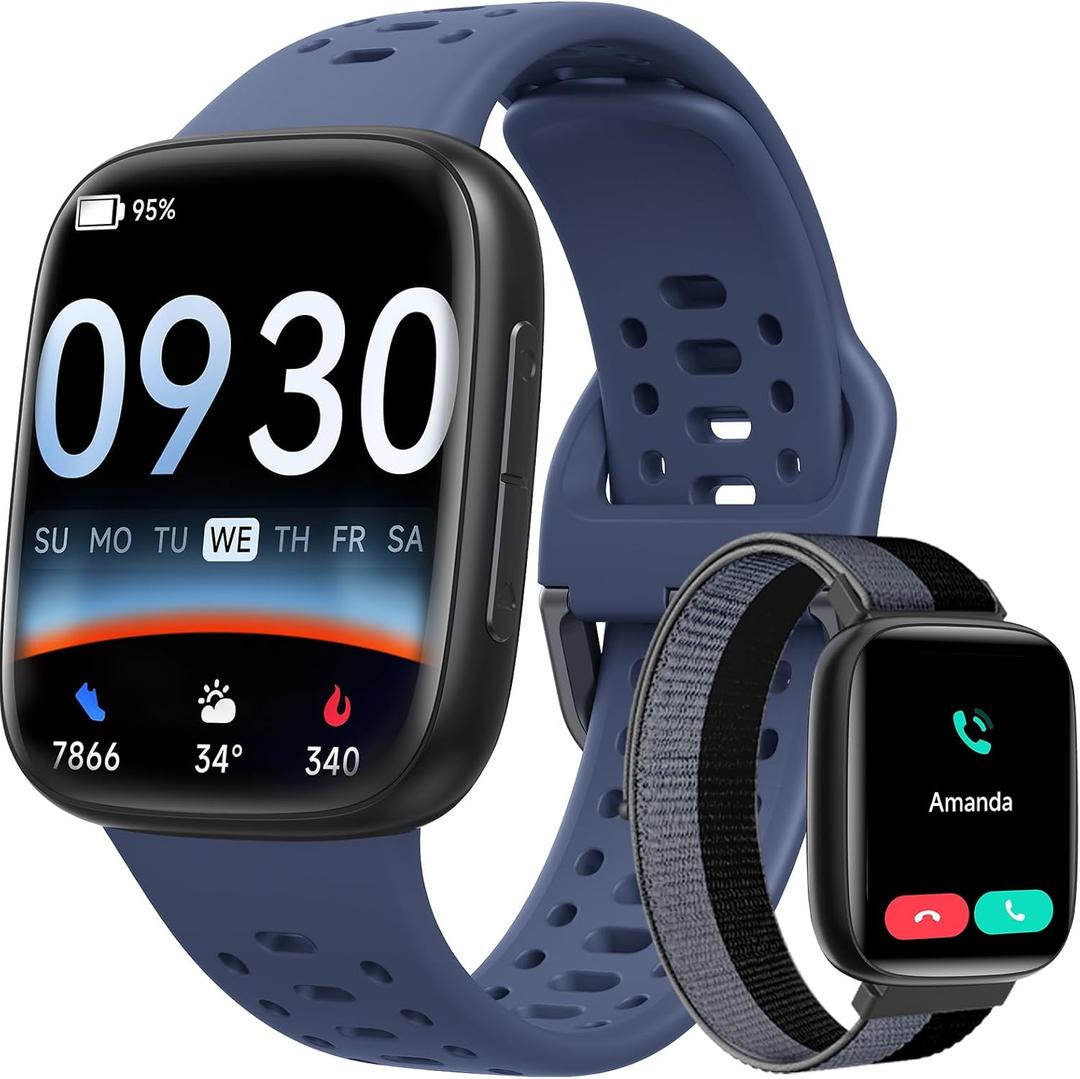 Smart Watches for Women/Men Android iPhone, [1.85" AMOLED Screen] Smartwatch Fitness Tracker 3ATM Waterproof with Bluetooth Calls, AI Control, Heart Rate/SpO2/Sleep Monitor, 7 Days Battery