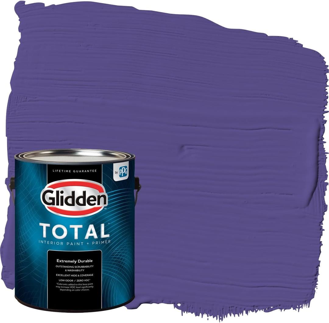 Glidden Total Interior Wall Paint & Primer All-in-One, Eggplant/Purple, Eggshell, 1 Gallon