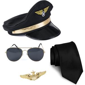 Tigerdoe Pilot Costume For Kids - 4 Piece Set for Adults and Teens Captain Accessories