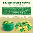 JOYIN 119 Pcs St. Patricks Party Supplies Set, 18 Bead Necklaces, 100 Plastic Coins and 1 Cauldron, St Patricks Day Party Favor Supply (Green Cauldron, Bead Necklace, Green and Gold Coins)