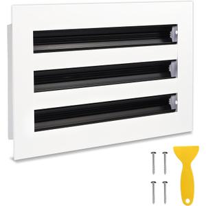 10x6 Modern AC Vent Cover, Standard Three Slot Linear Diffuser, White All Aluminum, Decorative Air Vent for Ceilings, Walls, or Non-Weight-Bearing Floor, Quiet, Adjustable Airflow, 