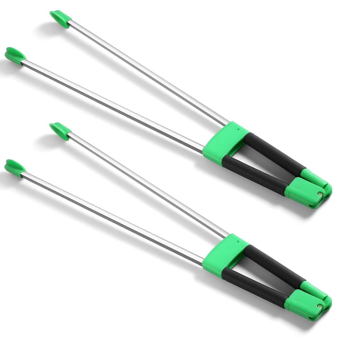 2 Pack Reacher Grabber Tool Lightweight Litter Pick up Sticks Aluminum Rustproof Trash Grabber Garbage Picker Garden Leaf Cleaning Trash Tong Reaching Assist Tool for Elderly (Green,34 in)