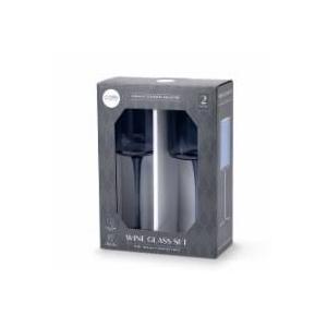 Kitchen Set of 3 (Core Home Wine Glass - Blue, 1 Pack/14 oz; Core Home Straw Blue 2pcs; SodaStream Slim Carbonating Bottle Black)