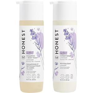The Honest Company Silicone-Free Conditioner & 2-in-1 Cleansing Shampoo Body Wash Duo Gentle for Baby Naturally Derived Lavender Calm 20 fl oz