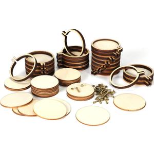 Jetec 20 Pieces 2 Inch Mini Embroidery Hoops Wooden Small Tiny Embroidery Hoops Adjustable Circle Cross Stitch Ring Bulk for Home Ornaments Art Craft Handy Sewing