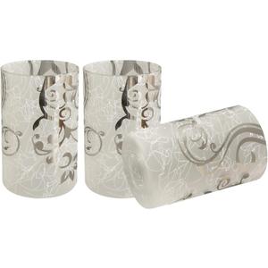 Electroplated Floral Pattern Replacement Glass Lamp Shade 3 Pack, Frosted Glass Light Cover for Light Fixture, Glass Shade for Wall Sconce, Kitchen Pendant Light, 1 5/8 Inch Fitter