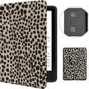 MOROCK Case for All-New 6.8" Kindle Paperwhite and Paperwhite Signature Edition (11th Generation, 2021 Released), Lightweight PU Leather Cover with Hand Strap, Auto Sleep/Wake, Khaki Leopard Print